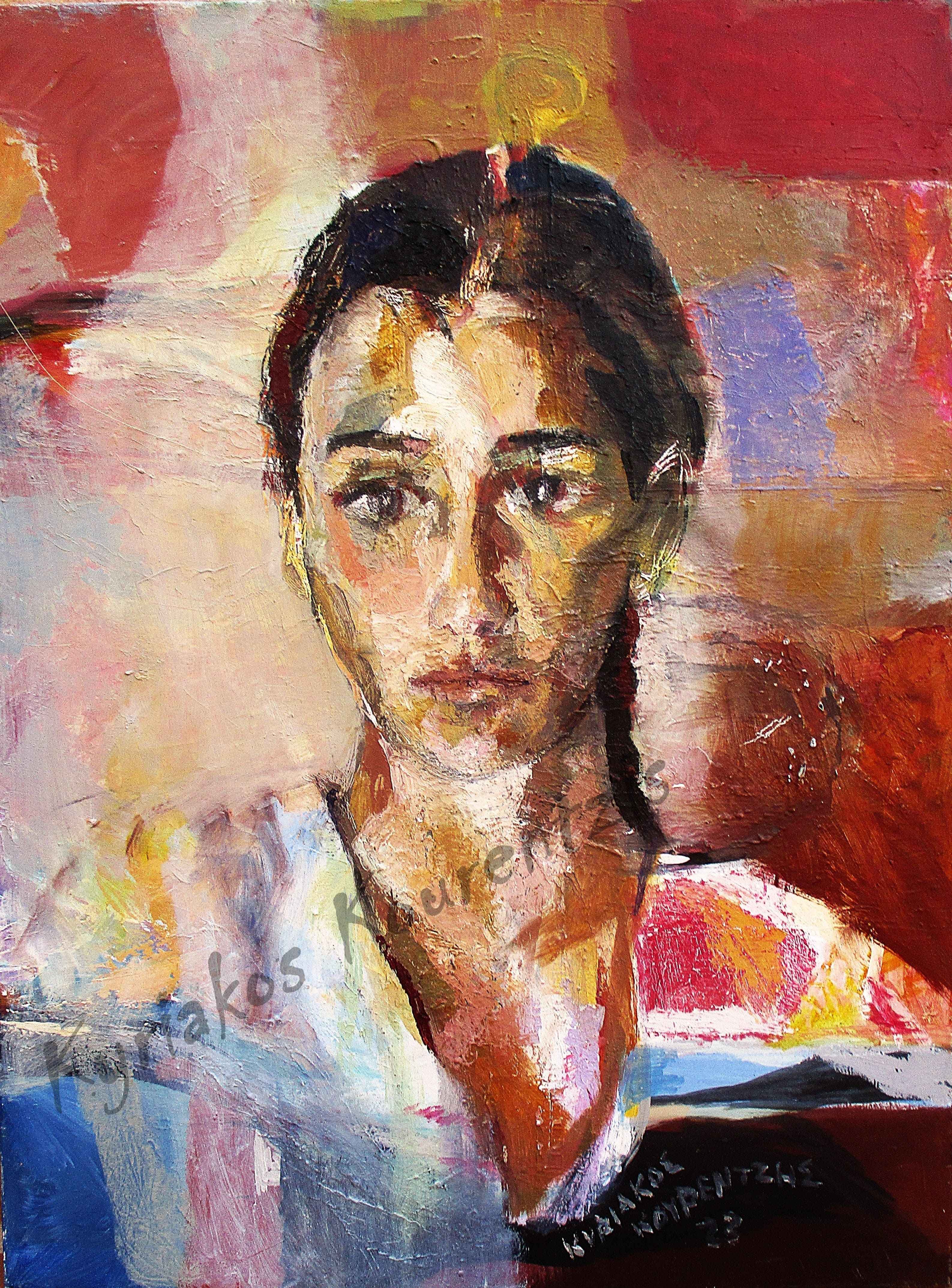 D Portrait|60 x 80 cm|acrylic and oil on canvas|2023 